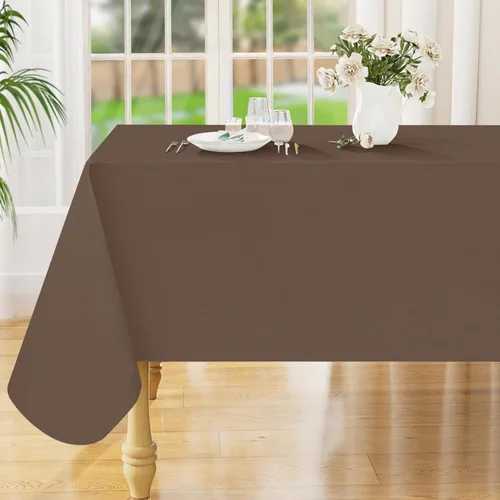 Vista 32 de Smiry Mantel cuadrado de vinilo impermeable de 54x54 pulgadas, protector de manteles de vinilo lavables, funda de mesa resistente a derrames de Beige