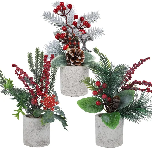 Vista 16 de winemana 6 piezas de mini decoración de mesa de árbol de Navidad, centros