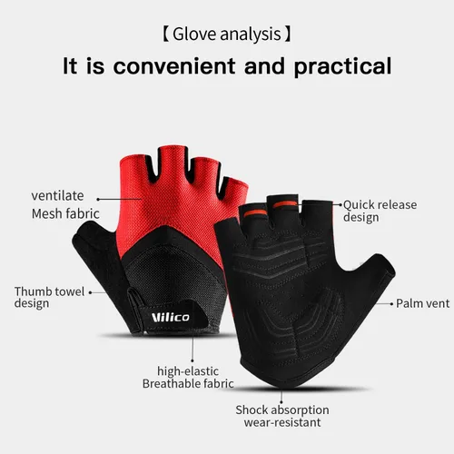 Vista 5 de Guantes de ciclismo sin dedos para hombres y mujeres, guantes de bicicleta para hombres, accesorios de bicicleta, guantes para bicicleta hombre
