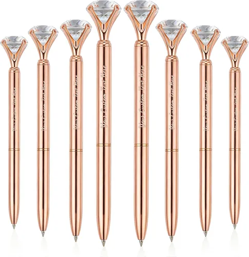 Vista 12 de Personalizado 20 Piezas Big Diamond Pen Rhinestones Crystal Metal Bolígrafo Promocional Tinta Negra