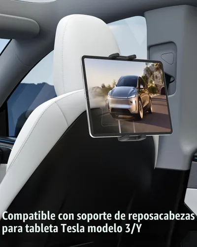 Vista 3 de Charchendo [Ajuste personalizado] Soporte de tableta para Tesla Model Y y Model 3, soporte de respaldo de asiento integrado para iPad Pro Air Mini