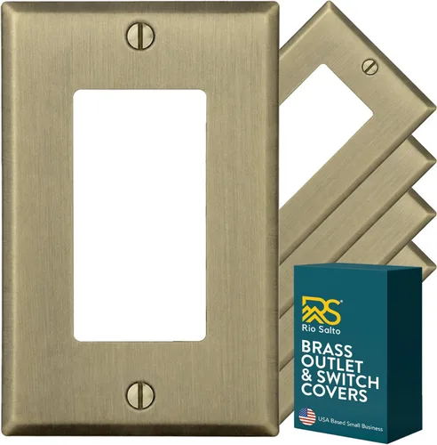 Vista 87 de Rio Salto BRASS Signature Collection MIDSIZE - Placa de pared de metal dorado para interruptor de luz o cubierta de tomacorriente, placa de pared
