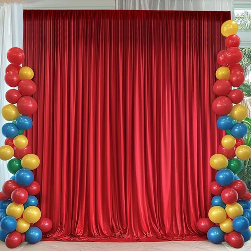 Vista 8 de Cortinas de fondo azul bebé de 10 x 9 pies sin arrugas para fiestas, cortinas de tela gruesa para fotos, para bodas, cumpleaños, baby shower