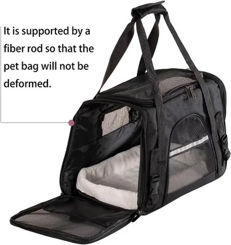 Vista 7 de Transportadores para gatos, perros y mascotas – Bolsa plegable de lados suaves aprobada por aerolíneas para gatos y perros pequeños (hasta 15 lb)
