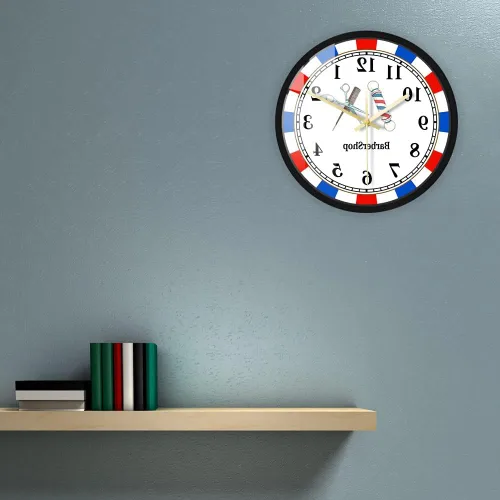 Vista 8 de Reloj de pared de metal para peluquería de 12 pulgadas, estilo retro, para peluquería, herramientas de peluquería, silencioso, sin tictac, funciona