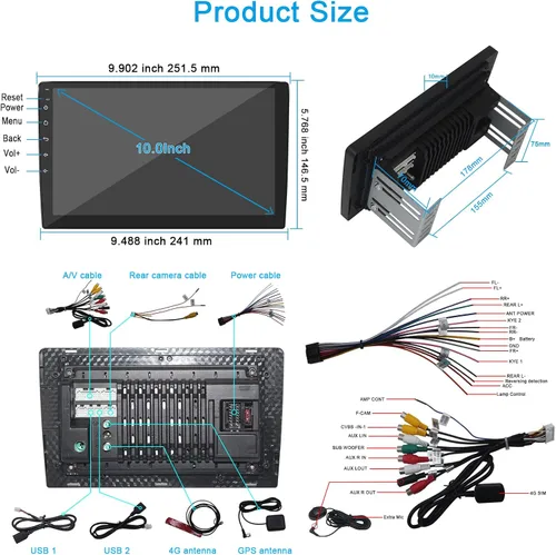 Vista 6 de CUSP Radio estéreo de coche Android de 10 pulgadas, unidad principal universal de doble DIN con CarPlay inalámbrico y Android Auto con cable