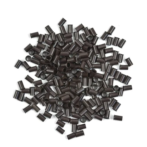 Vista 10 de 200 piezas de 0.134 in de microanillos de eslabones de cuentas de cobre sin silicona para extensiones de cabello (negro)