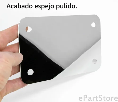 Vista 2 de Placa de refuerzo de respaldo de acero inoxidable para placa de matrícula de motocicleta, acabado cromado