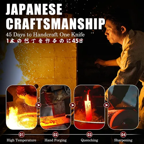 Vista 7 de Huusk Damasco - Juego de cuchillos de cocina japoneses, 2 piezas