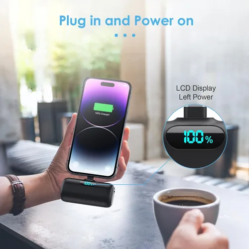 Vista 6 de Cargador portátil pequeño para iPhone 14/13,5000mAh PD cargador de carga rápida, mini batería portátil cargador de teléfono esencial de viaje
