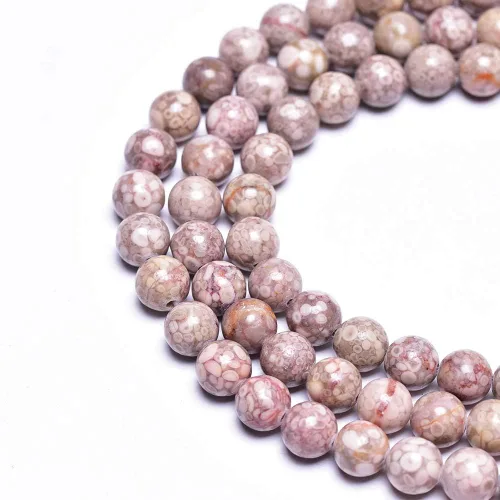 Vista 5 de Cuentas sueltas redondas de jaspe a rayas grises naturales de 0.394 pulgadas para la fabricación de joyas Nacklace (38-40 unidades)