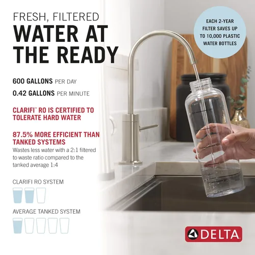 Vista 4 de Delta Faucet Clarifi - Sistema de filtro de agua de ósmosis inversa para debajo del fregadero con grifo dispensador de bebidas de acero inoxidable