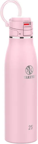 Vista 15 de Takeya Traveler - Taza de café de viaje de acero inoxidable con tapa abatible (17 onzas, rubor), taza aislada a prueba de fugas para café y té