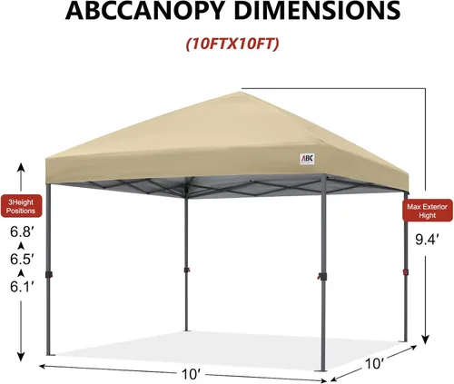 Vista 2 de ABCCANOPY Toldo desplegable – Tienda de campaña portátil para patio al aire libre resistente para patio trasero y terraza con 4 bolsas de arena Beige