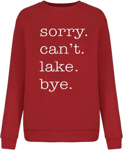 Vista 4 de Sudadera de manga larga con cuello redondo para mujer, diseño de Sorry Can'T Lake Bye