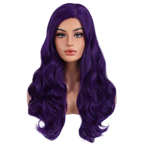 Vista 8 de RightOn Peluca negra larga ondulada negra para mujer, peluca ondulada negra para mujer, cosplay, fiesta, diario, red de pelo incluye Negro
