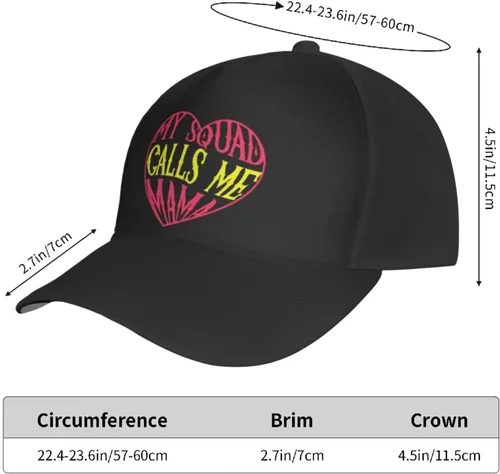 Vista 4 de My Squad Calls Me Mama - Gorra de béisbol para hombres y mujeres, ajustable, para papá, gorra de camionero casual para exteriores, color negro