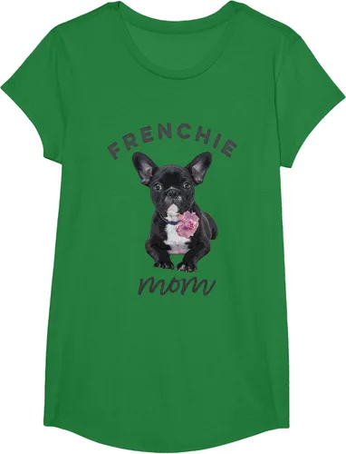 Vista 41 de Camiseta Bulldog Francés para Mujer, Frenchie Mom, Flor, Negro, S