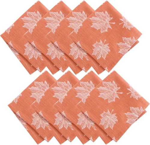 Vista 8 de Elrene Home Fashions Falling Leaves - Servilletas de cena de algodón jacquard, juego de 8, 17 x 17 pulgadas, color verde