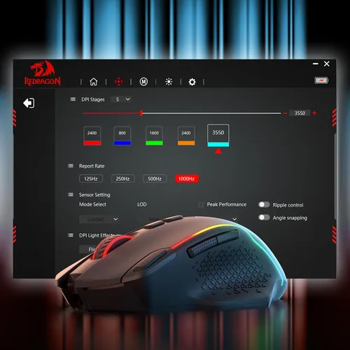 Vista 8 de Redragon M810 MAX - Mouse inalámbrico para juegos de 3 modos, 12000 DPI con cablemouse RGB inalámbrico con llave de fuego rápido, 8 botones macro