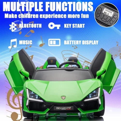 Vista 6 de FINITO Lamborghini - Automóvil eléctrico XXL con licencia de 24 V y 4 WD para niños con control remoto, puertas hidráulicas, luces LED y música