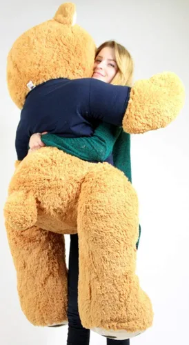 Vista 2 de Big Plush Oso de peluche gigante de la Armada de los Estados Unidos de cinco pies de alto, color marrón miel, lleva camiseta que dice que alguien