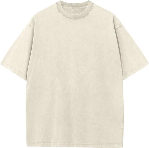Vista 18 de Camisetas de algodón para hombre, de gran tamaño, unisex, de manga corta, casual, holgada, de lavado, unicolor, básicas A-Negro