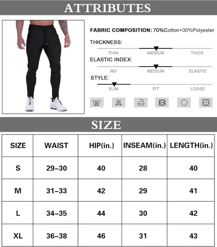Vista 5 de MAIKANONG Pantalones deportivos ajustados para hombre, pantalones de entrenamiento para gimnasio, correr, atletismo, casual