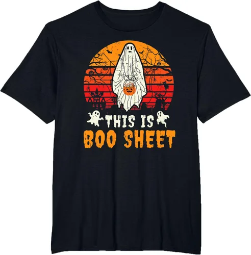 Vista 33 de Funny This Is Boo Sheet Spooky Ghost Halloween - Camiseta de disfraz de juego de palabras, Negro, S