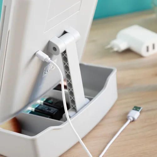 Vista 10 de Espejo LED Plegable con Organizador de Maquillaje 3 en 1 Panomir InnovaGoods