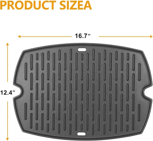 Vista 2 de 7582 Inserto de plancha de hierro fundido para parrillas Weber Q Series Q1200 Q1000 Q1400 Q100 Q120 Q140, pieza de repuesto de plancha de cocina