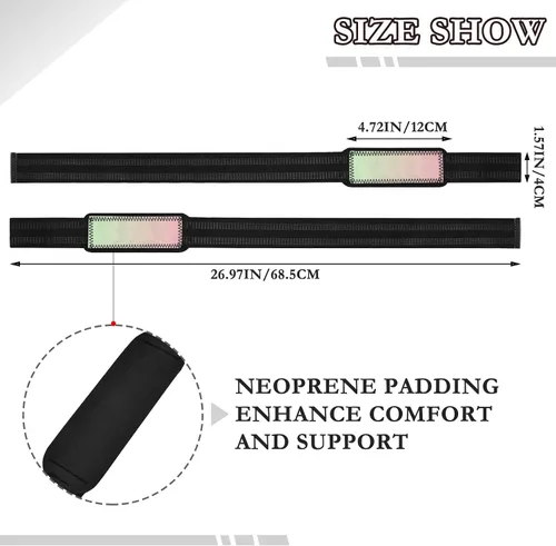 Vista 3 de Green Pink Gradient Fitness Lifting Straps 26" Power Workouts Wrist Straps for Weightlifting, Bodybuilding, Powerlifting, Strength Training