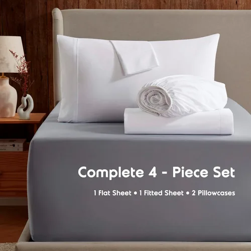 Vista 7 de Juego de sábanas Nestl para cama individual extra profundas - 4 piezas transpirables y refrescantes - Juego de ropa de cama de lujo estilo hotel