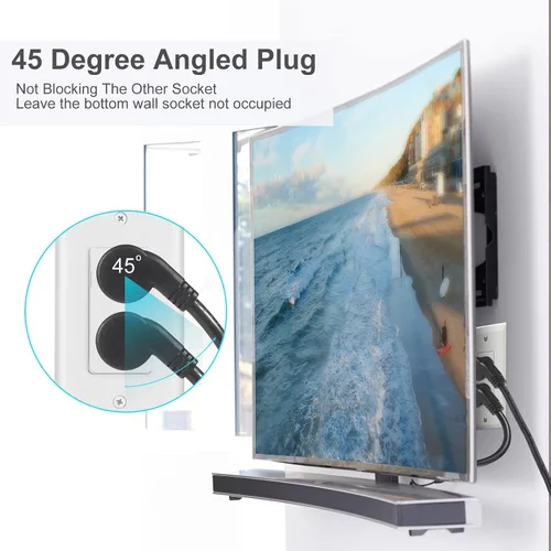 Vista 4 de Cable de alimentación universal para computadora, 6 pies/5.9 ft, NEMA 5-15P, enchufe plano a IEC 60320 C13, conector tipo ángulo izquierdo, cable