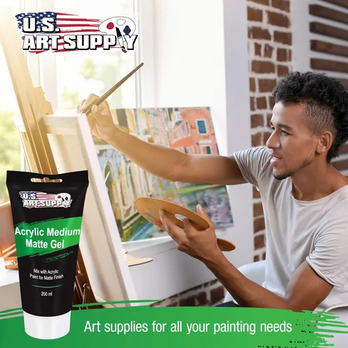 Vista 6 de U.S. Art Supply Gel acrílico transparente medio mate, 6.8 fl oz, tubo (6.7 onzas), aumenta la viscosidad y transparencia en pinturas acrílicas