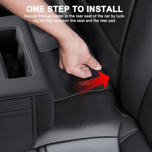 Vista 6 de Portavasos de auto mejorado 2026, 8 en 1, soporte para tazas de asiento trasero para automóvil, organizador de asiento trasero de cuero sintético