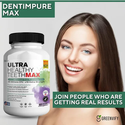 Vista 6 de Suplemento probiótico Ultra Healthy Teeth Max, 40 mil millones de UFC, 60 cápsulas, fórmula avanzada de salud bucal (1)