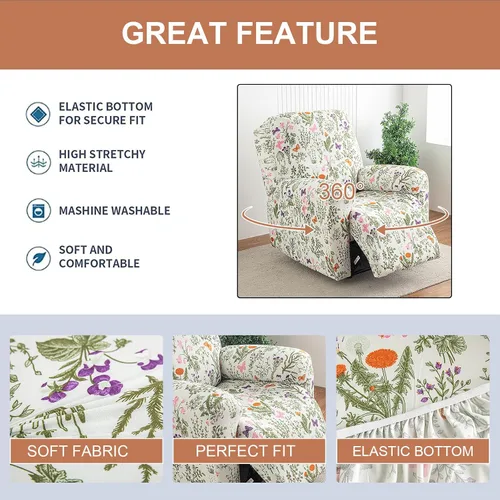 Vista 2 de Eco-Ancheng Fundas reclinables de 4 piezas, fundas para sillas reclinables, fundas elásticas para sofá reclinable, fundas ajustables