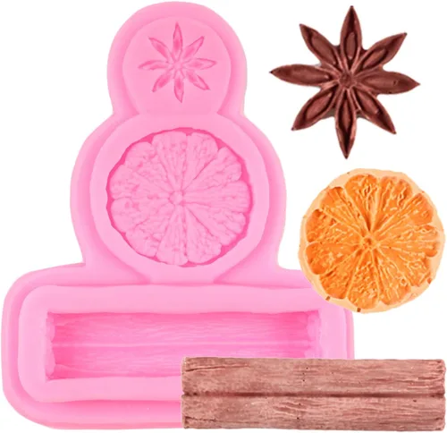 Vista 10 de Molde de silicona para especias de invierno, rebanada de limón, anís estrellado, mandarina, cáscara de fondant, moldes para decoración de tartas