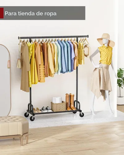 Vista 9 de Sakugi Perchero de Ropa - Percheros de Ropa de Gran Capacidad para Colgar Ropa con Ruedas con Cerradura, Perchero de Metal que Ahorra Espacio