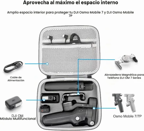 Vista 4 de Funda para Osmo Mobile 7/7P, bolsa de almacenamiento portátil EVA Lycra, funda de transporte, para DJI OM7/DJI OM7P Gimbal Stabilizer Estuche