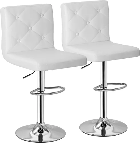 Vista 9 de Juego de 2 taburetes de bar ajustables para encimera de cocina, color marrón