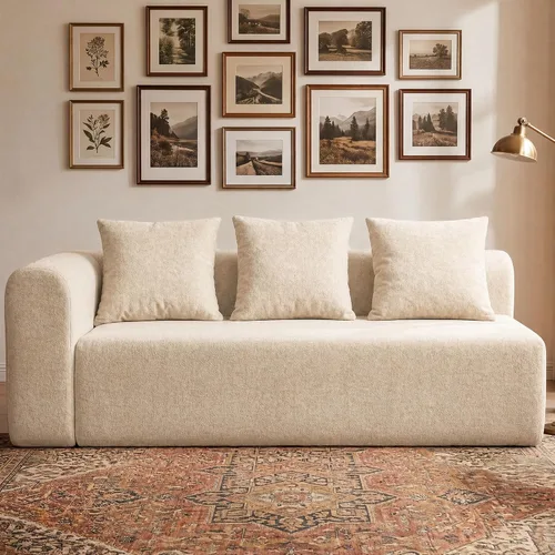 Vista 32 de Claiks Sofá modular deshuesado de 123 pulgadas, sofá en forma de L para sala de estar, sofá moderno de asiento profundo de 3 plazas, tela de Gris