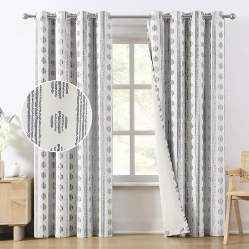 Vista 13 de Melodieux Cortinas bohemias 80% opacas de 63 pulgadas de largo para dormitorio, sala de estar, oscurecimiento de sala de estar, cortinas