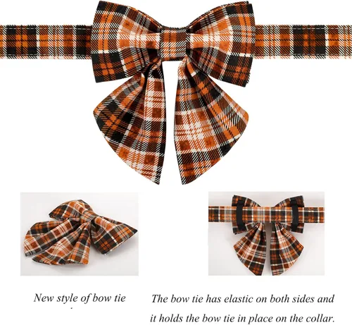 Vista 101 de Lionet Paws Collar de perro de Halloween con corbatín, bonito collar de algodón ajustable con hebilla de metal para perros pequeños, medianos y A
