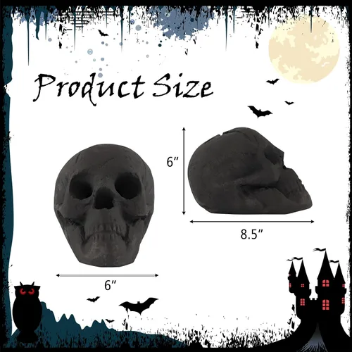 Vista 4 de Tangkula Calavera de cerámica para Halloween, calaveras humanas a prueba de fuego, reutilizables, con forma de calavera, decoración de Halloween