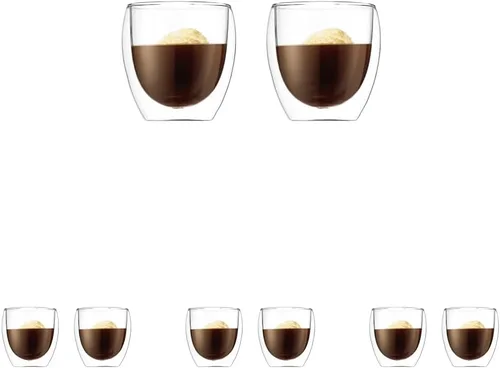 Vista 9 de Set de dos Bodum Pavina de 2.5 onzas, con vidrio doble, extra pequeños., Empaque original, Transparente