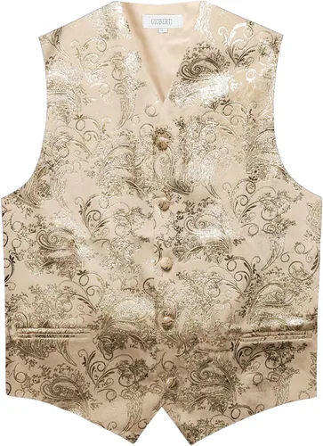 Vista 3 de Gioberti Chaleco formal de cachemira de 4 piezas para hombre, corbatín y pañuelo de bolsillo