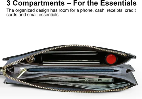 Vista 3 de Befen - Bolso clutch de mano de cuero con correa para teléfono celular, organizador de tarjetas