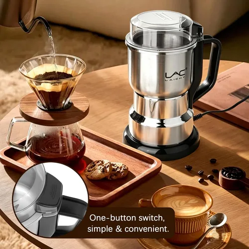 Vista 11 de Molinillo de café eléctrico y molinillo de especias, molienda rápida de 150 W con cuchillas de acero inoxidable, incluye cepillo de limpieza
